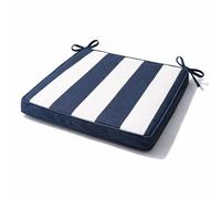 Galette de chaise imperméable déhoussable à rayures ARCACHON Bleu Foncé 40x40 cm