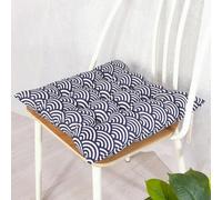 Galette de Chaise Imprimé à Vague Bleue 50x50x6cm