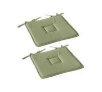 Galette de chaise - Lot de 2 - - Coton Panama - 40x40x2,5 cm - Vert foncé