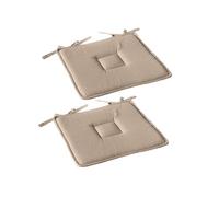 Galette de chaise - Lot de 2 - Coton Panama - Beige - 40x40x2.5 cm