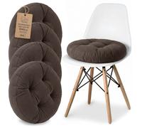 Amazinggirl Galette de Chaise Lot de 4 Coussins Assise Rond 40 cm - Dessus pour chaises Interieur Coussin Siege Doux et Lavable Galette scandinave Velours cotele Brun