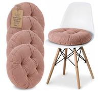 Galette de Chaise Galette de chaise carrée Lot de 4x 40cm en Velours Côtelé lavable - Coussin de Chaise et Coussin de Sol pour Salle à Manger Cuisine Salon Banquette Banc Tabouret & Bureau Rose