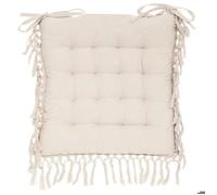 Galette de chaise ""Macra"" en macramé blanc ivoire 40x40cm