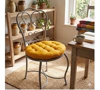 Galette de chaise ronde 38 cm Panama moutarde