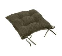 Atmosphera - Galette de chaise Soana bouclette 38x38 cm Vert kaki