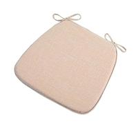 Galette de Chaise - Taille 45x42x3cm - Coussin de Chaise Cuisine avec Attaches - Coussin de Siege Antidérapant avec Housse Amovible Lavable - Coussin de Assise Lot de 6 - Beige