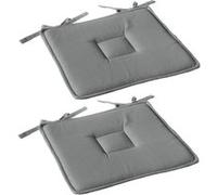 Galette de chaise Toilinux - Lot de 2 - Coton Panama Gris - 40x40x2.5 cm Gris