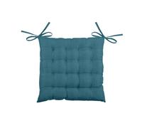 Galette de chaise unie en 16 points Turquoise 40x40 cm