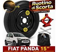 Galette de secours 15" 4 Trous Pour Fiat Panda Cric + Clé Étui DOT 2025