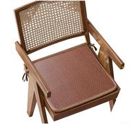 Galette de siège en rotin tissé PE pour voitures et chaises de bureau avec design respirant et dessous en silicone antidérapant (café)