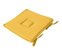 Galette plate unie avec passepoil et nouettes - Jaune - 40 x 40 cm