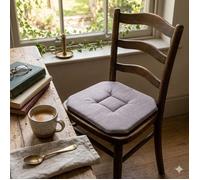 Galettes de chaise - EDEN - Lot de 2 - 40 x 40 cm - 4 rabats avec ficelles - Taupe chiné
