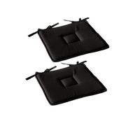 Galettes de chaise - Lot de 2 - - Coton - Noir - 40x40x2,5 cm