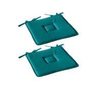 Galettes de chaise - Lot de 2 - Coton PANAMA - Bleu - 40x40 cm