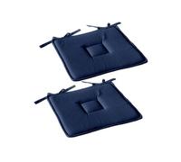 Galettes de chaise - Lot de 2 - Coton PANAMA - Bleu foncé - 40x40 cm