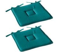 Galettes de chaise Toilinux - Lot de 2 - Coton PANAMA - Bleu - 40x40 cm bleu