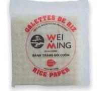 Galettes de riz carrees pour nems et rouleaux de printemps. 19 cm 400grammes - WEI MING