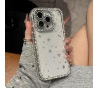 Galful Coque pour iPhone 13 Paillettes Transparent Crystal Glitter Housse PC Hardcase Ultra Mince Légère Housse Brillante Étui Diamant Cristal étoiles Bling Anti-Rayures Cover-Blanc