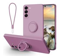 Galful Coque pour Samsung Galaxy S23 plus,Housse de Protection en Silicone Protege avec Anneau Rotatif à 360 degrés Magnétique Anti Rayures Anti-Choc Téléphone Étui Portable Lanyard Case Sakura violet