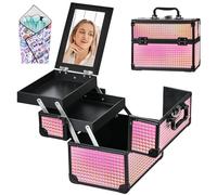 GALHUBIS Trousse de maquillage portable pour salon de coiffure - Noir et rose vif, Noir et rose vif, 9.8*6.7*6.8in, Moderne