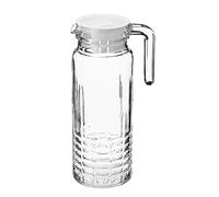 Galicja Verseuse en verre avec couvercle Falco - Pichet en verre avec couvercle - Carafe à eau en verre avec couvercle - Verseuse à jus avec couvercle - Pichet à jus avec couvercle - 1 l