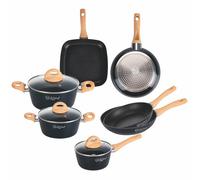GALILEO Batterie 10 pièces en aluminium forgé, revêtement intérieur antiadhésif finition rugueuse, induction, Fuji OuiChef