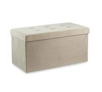 Galileo Casa 2194625 Banc Pliable avec Coffre de Rangement en Velours Beige 76 x L 76 x P 37 x H 37 cm.