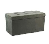 Galileo Casa 2194627 Banc Pliable avec Coffre en Velours Gris 76, Dimensions p 37 x h 37 cm.