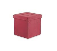 Galileo Casa 2194636 Pouf Coffre en Velours Bordeaux 37,5 x 37,5 x 38 cm, Rouge