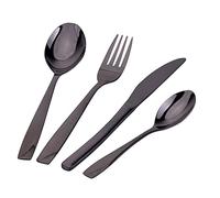 Galileo Casa 5910697 Lot de 24 couverts en acier Manhattan, finition brillante noire, inoxydable