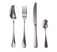 Galileo Casa Lot de 16 couverts en acier inoxydable, argent brillant, anglais Sibil