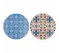 Galileo Lot de 4 assiettes à pizza en grès Ø 33,5 cm, décor portugais, Lisbonne