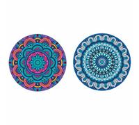 Galileo Lot de 4 assiettes à pizza en grès Ø 33,5 cm, motif géométrique Mandala