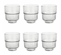 GALILEO Lot de 6 verres empilables 340 ml en verre Motif rayures transparentes, Vertical Sibil