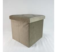 GALILEO Pouf de Rangement Polyvalent, Structure en MDF, revêtement Effet Velours Beige 38 x 38 x h.38 cm, Sibil