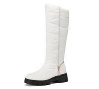 Galindopia Femmes's Bottes de Neige Knee High Chaud L'hiver Chaussures Étanche Fourrure Lining Down Puffer Bottes Nonslip Outdoor Botas para Mujer White Size 36