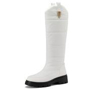 Galindopia Femmes's Bottes de Neige Knee High Chaud L'hiver Chaussures Étanche Fourrure Lining Down Puffer Bottes Nonslip Outdoor Botas para Mujer White Size 43