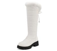 Galindopia Femmes's Bottes de Neige Knee High Chaud L'hiver Chaussures Étanche Fourrure Lining Down Puffer Bottes Nonslip Outdoor Botas para Mujer White Size 36