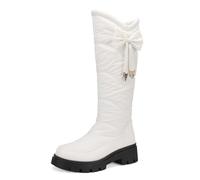 Galindopia Femmes's Bottes de Neige Knee High Chaud L'hiver Chaussures Étanche Fourrure Lining Down Puffer Bottes Nonslip Outdoor Botas para Mujer White Size 37