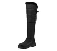 Galindopia Femmes's Bottes de Neige Thigh High Chaud L'hiver Chaussures Étanche Fourrure Lining Down Puffer Bottes Nonslip Outdoor Botas para Mujer Black Size 39