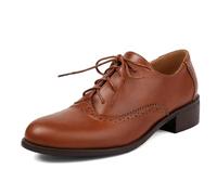 Galindopia Unisexe Oxford Chaussures Femmes Solid Perforated Wingtip Brogue Rétro Low Heel Dentellets Saddle Chaussures Spectator Crown Suits Brown Plus Size 41