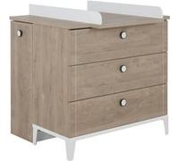 Ensemble commode plan à langer 3 tiroirs marcel chêne blond-blanc TU