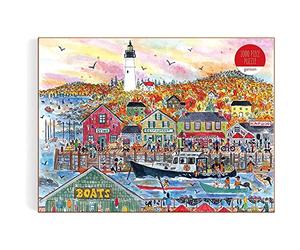 Galison 9780735374928 Michael Storrings Autumn by The Sea Jigsaw Puzzle, Multicoloured, 1000 Pieces