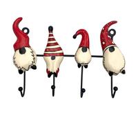 Gall&Zick Patère murale peinte à la main avec nains en céramique sur barre en métal, porte-manteau mural décoratif pour chambre d'enfant et couloir, 4 crochets, idée cadeau, multicolore et fabriqué