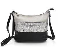 Gallantry - Sac Bandoulière Femme Paillettes Elégant - Sacoche Messenger Porté Epaule Tendance Multicolore Souple - Besace Sac Soirée Mariage Strass Brillant Léger - Chic Mode - Gris Noir