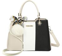 Gallantry, sac cabas femme tricolore avec pompon & écharpe, gris jaune
