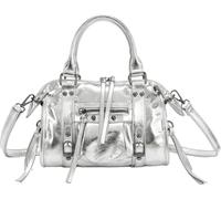 Sac à Main Bowling pour Femme Aspect Métal avec Bandoulière Amovible Gallantry Argent Argenté