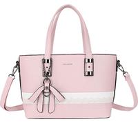 Gallantry, sac shopper femme ajouré, motif vague, nœud et bandoulière, blanc / rose