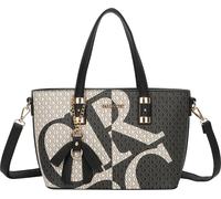 Gallantry, sac shopper femme avec imprimé letter oversize, nœud et bandoulière, blanc / noir