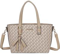 Gallantry, sac shopper femme tressé avec nœud et bandoulière, gris taupe